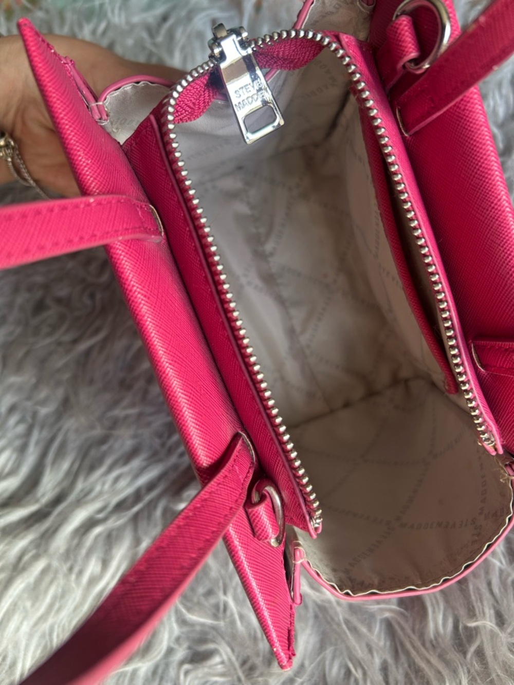 Steve Madden Hot Pink Mini Saffiano Handbag - Picture 4 of 7